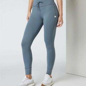 Vuori Slate Blue Striped Leggings